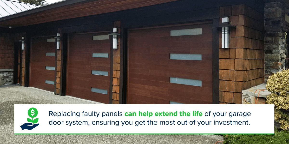 graphic: replacing faulty panels can extend garage door life